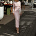 Women Spring Autumn Solid Color Bodycon Knit Dress Long Sleeve Crew Neck Ribbed Dress Slim Fit Long Dress for Effortless Elegance